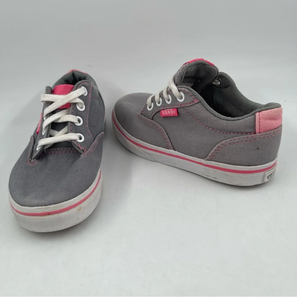 Vans Girl’s Atwood Off the Wall Grey Pink Cushioned Tongue Canvas Sneaker-SZ 11C